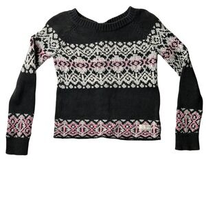 Odd Molly Fair Isle Sweater‎ Knit Pullover Pink White Black Size 0